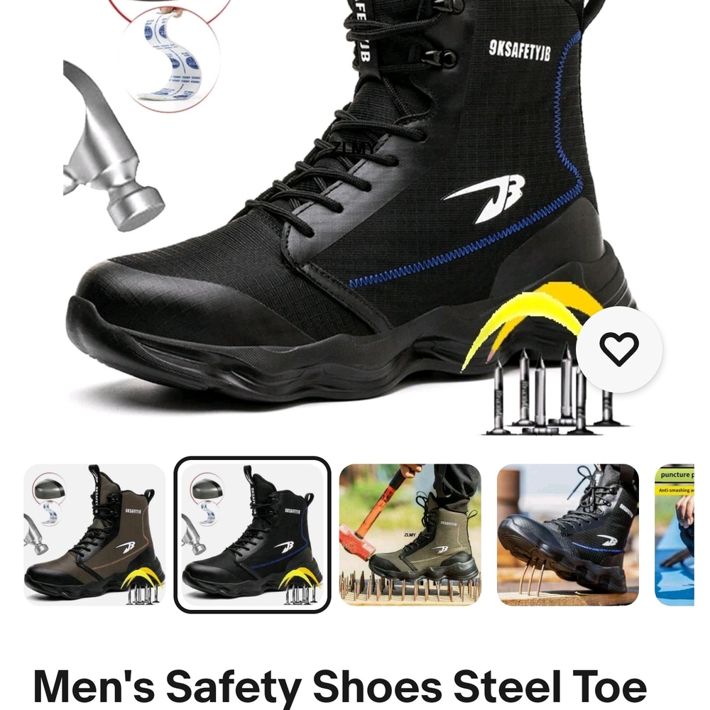 Men's Black Safety Shoes Steel Toe